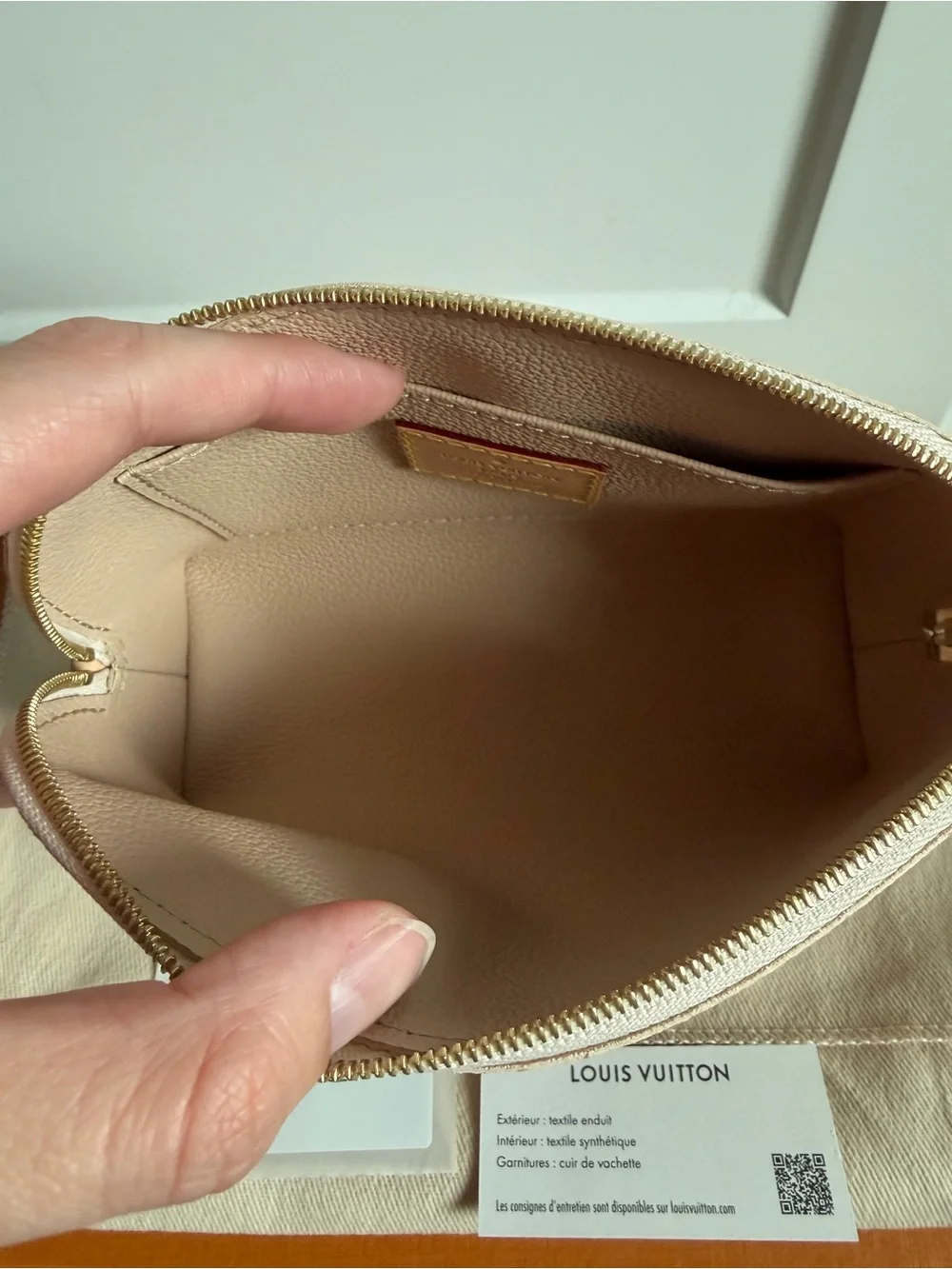 Louis Vuitton Damier Azur Mini Pouch in Cream and Light Gray